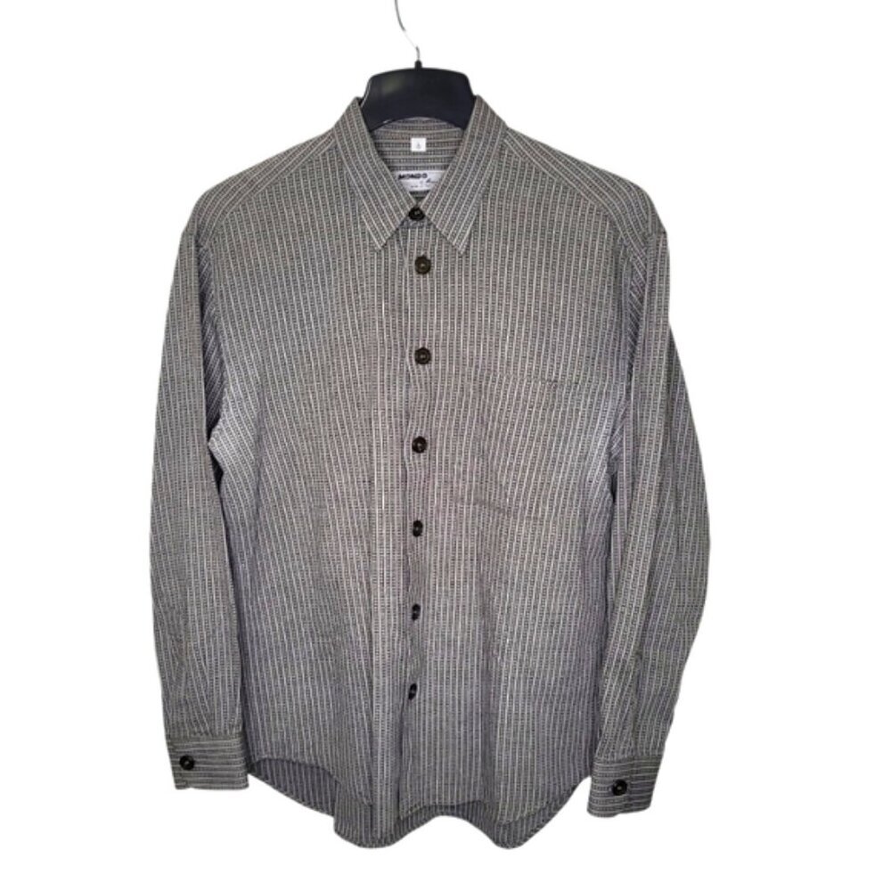 Mondo di Marco Men's Shirt Size L Gray Patterned Button-Up Long Sleeve